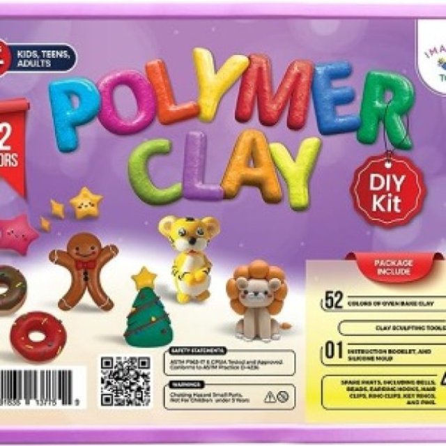 Imagine Clay Polymer Clay Starter DIY Kit with 52 Colors
