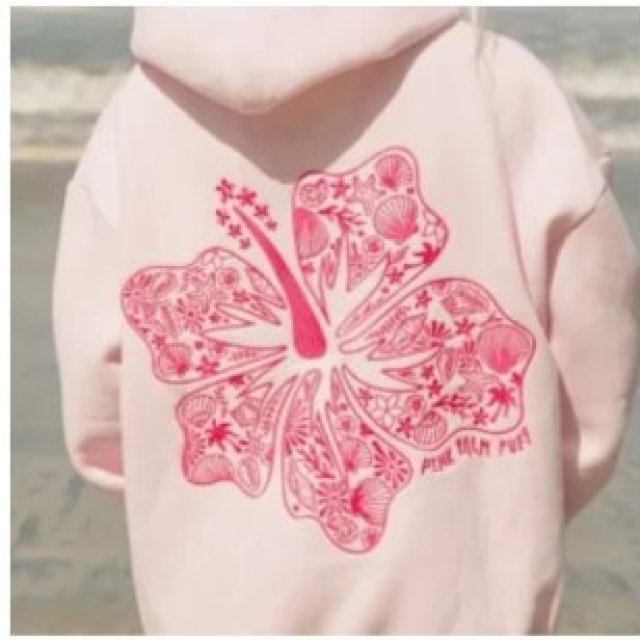 Pink Palm Puff Hoodie