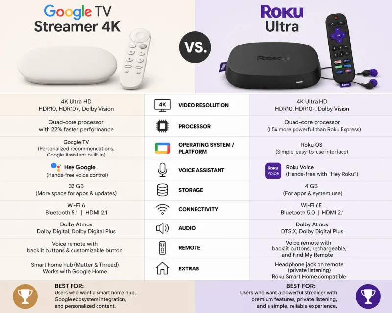 Navigating the Streaming Landscape: Google TV Streamer 4K vs. Roku Ultra